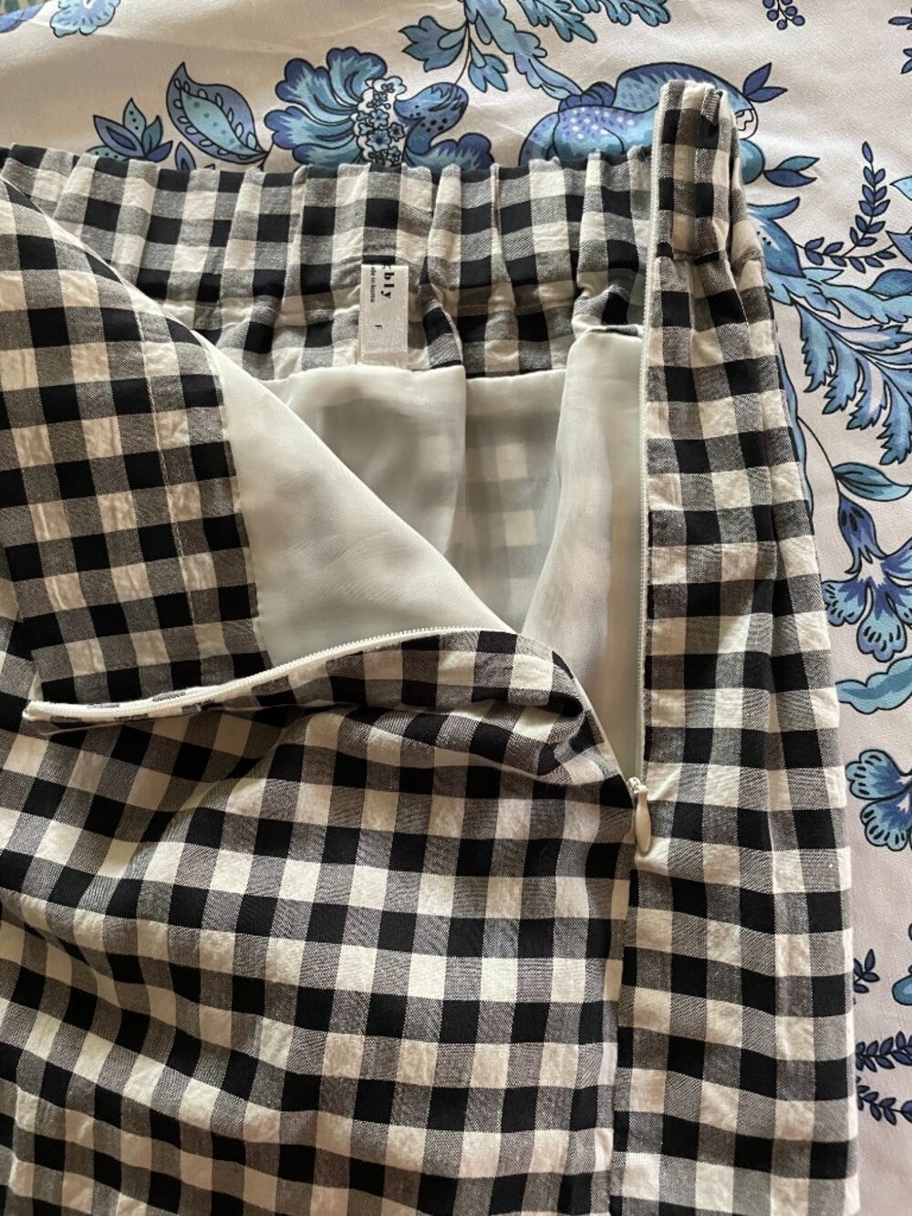 Gingham Pattern Pencil Skirt, XS - Picture 3 of 4
